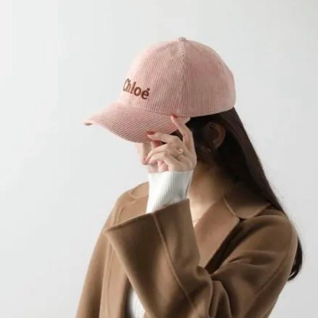 Chloé ピンク　コーデュロイ　キャップ キッズ