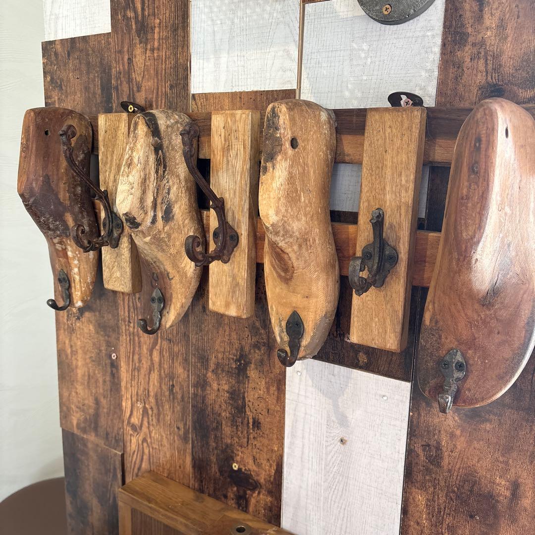 木製フック付きウォールフック 5個セット