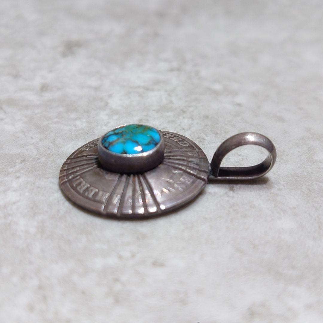 NAVAJO シルバー ターコイズペンダント 10セント銀貨 1912年製