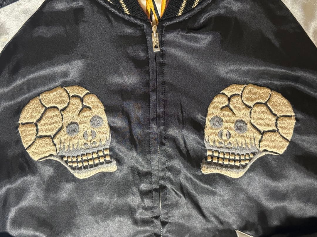 ★美品！テーラー東洋 サテンキルトリバーシブルスカジャン髑髏xU.S.NAVY