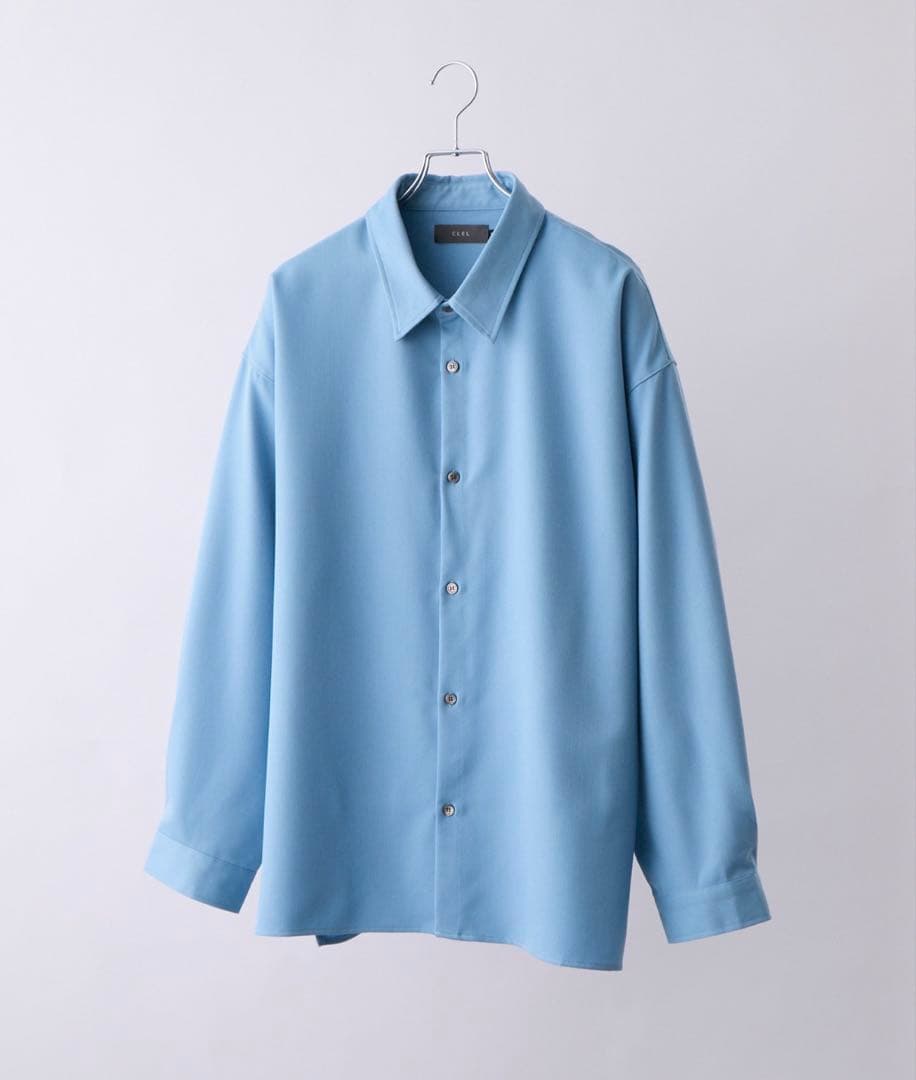 CLEL バルーン袖ルーズレギュラーカラーシャツ　Sサイズ　ブルー　即完品