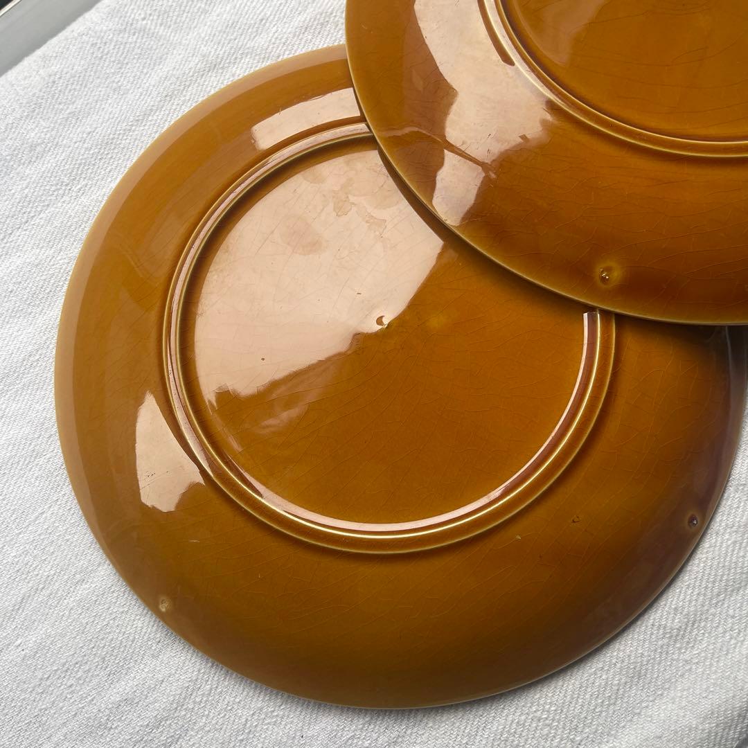 フランスヴィンテージ　サンタマン窯　プレート2点イエローブラウン古道具ブロカント