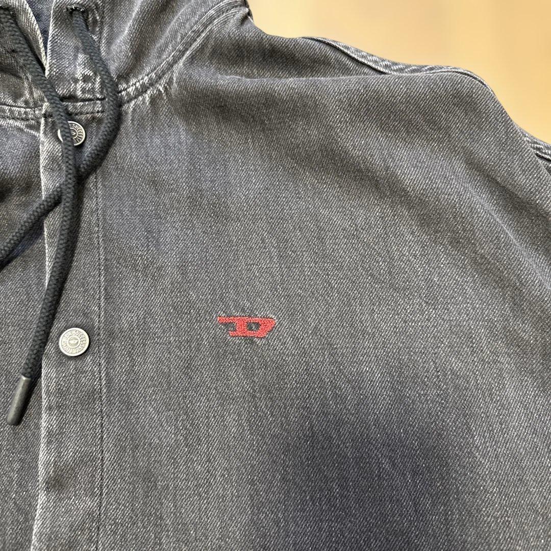 DIESELディーゼル　デニムシャツパーカー　ブラック　ダークグレー