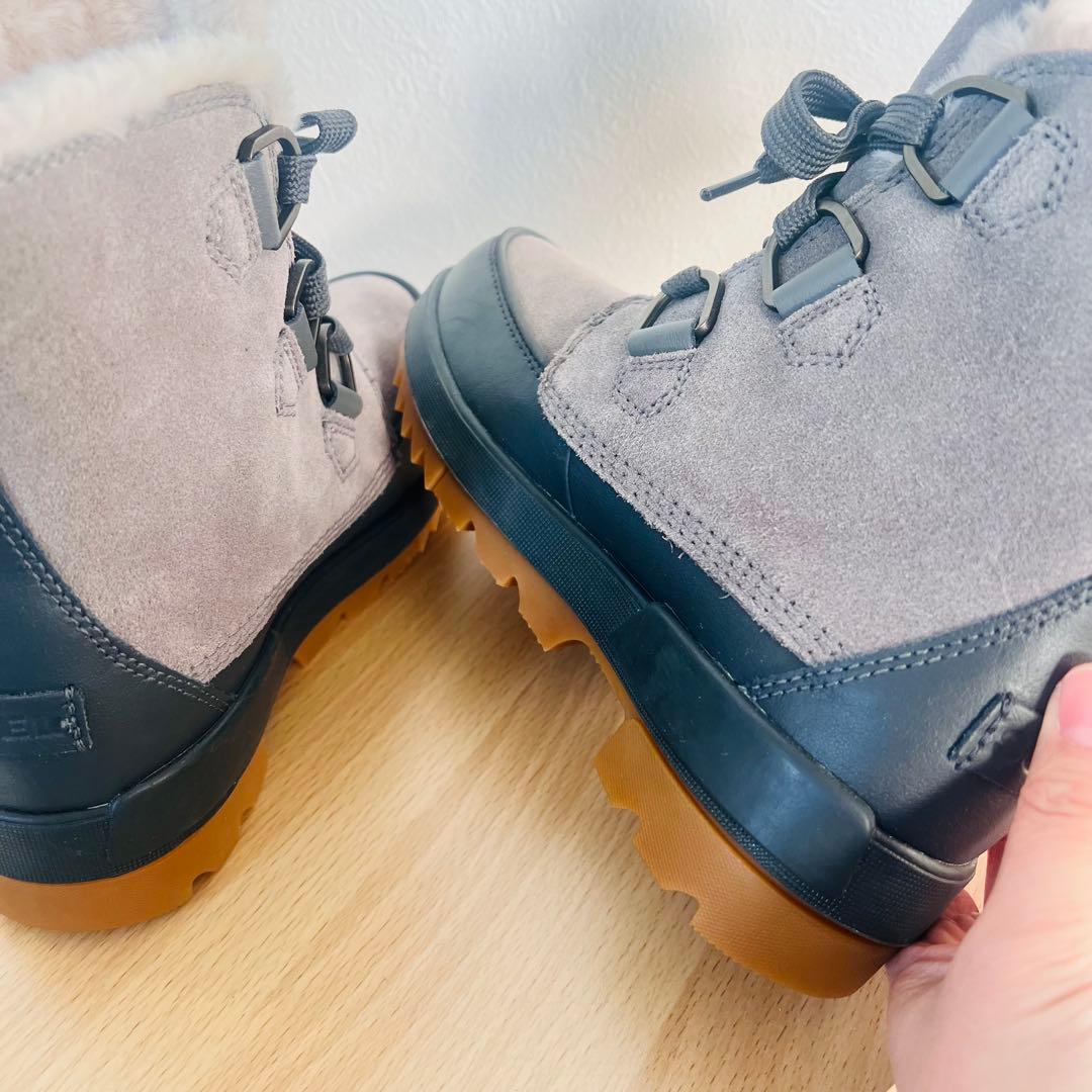 【美品】SOREL ソレル スノーブーツ グレー 防水 防寒 24㎝