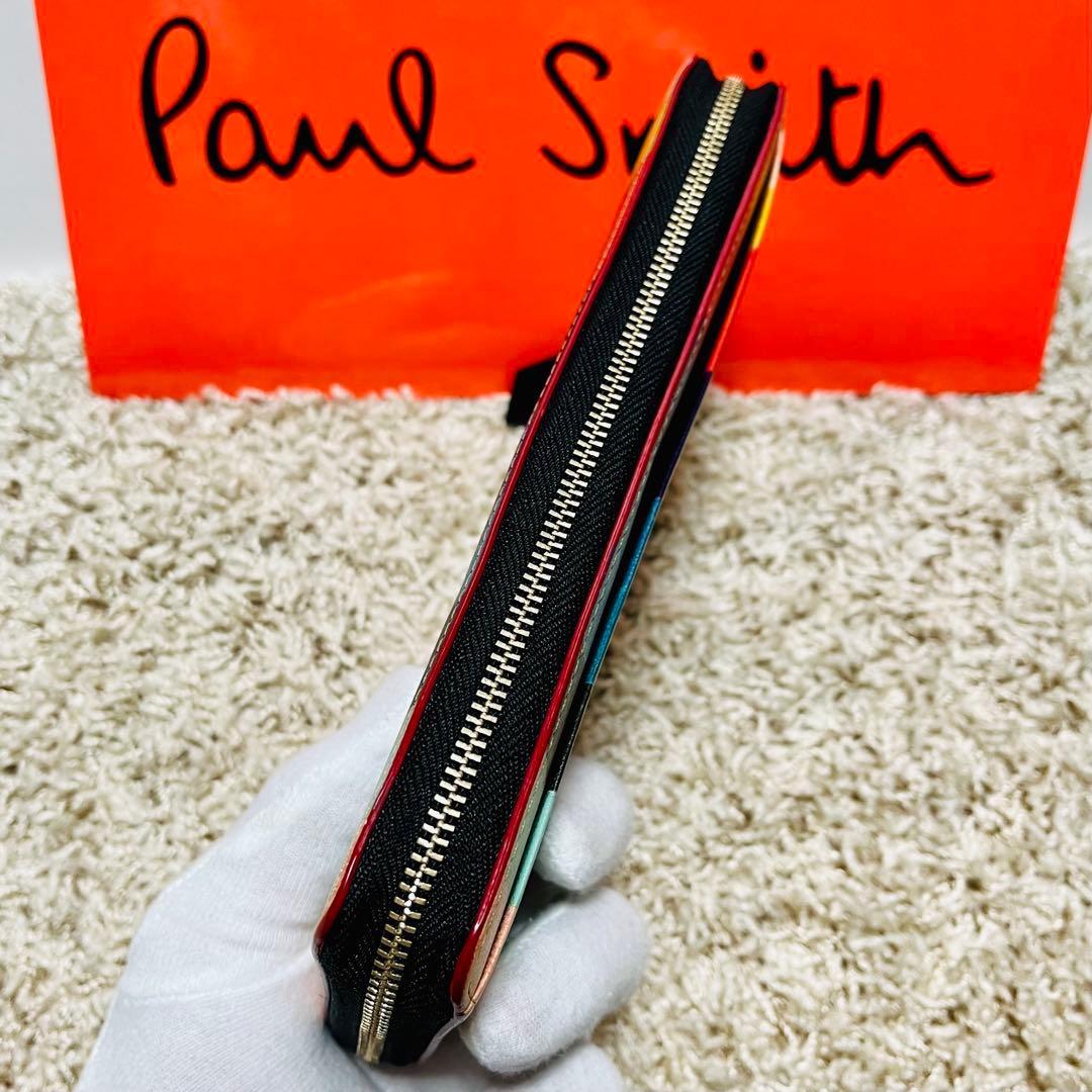ほぼ未使用 ポールスミス シグネチャーストライプ ギャラ付き 長財布 9419