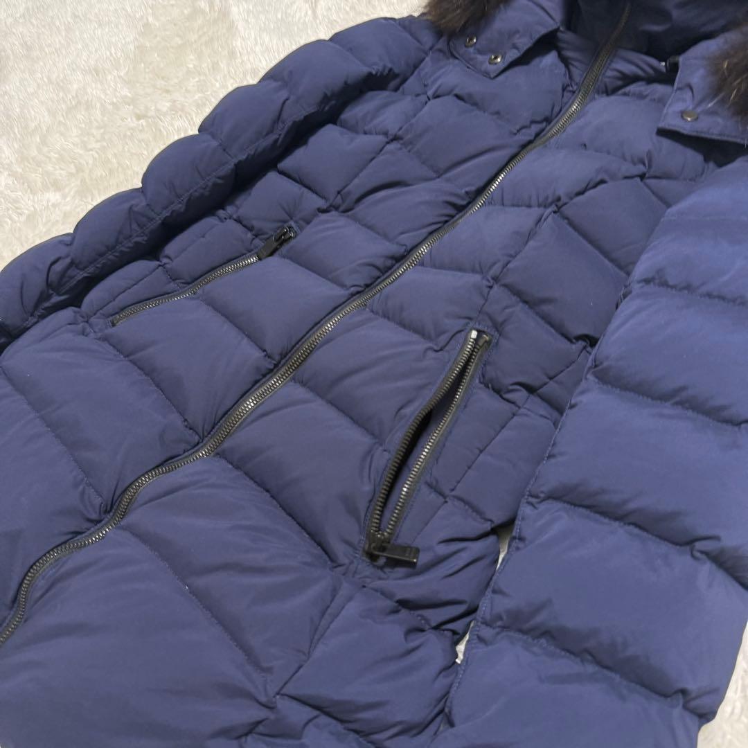 美品 TATRASタトラス セラミカ ダウンコート ラクーン ネイビー