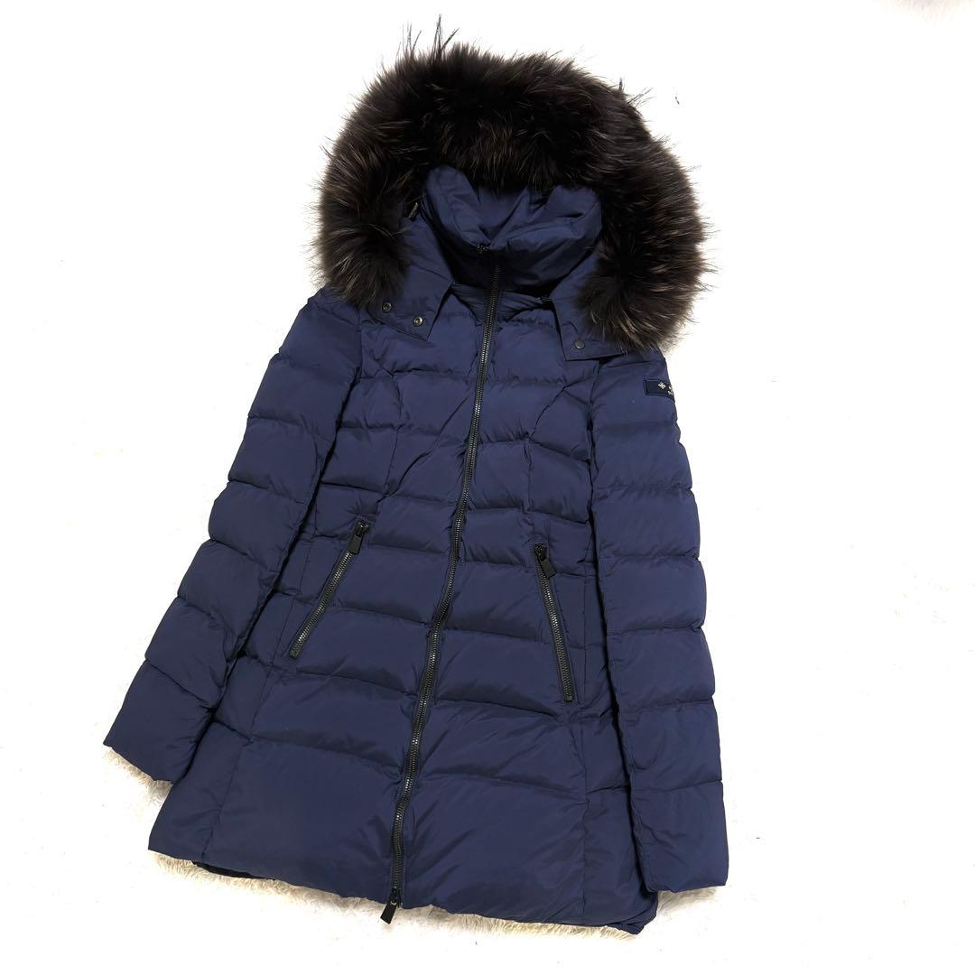 美品 TATRASタトラス セラミカ ダウンコート ラクーン ネイビー