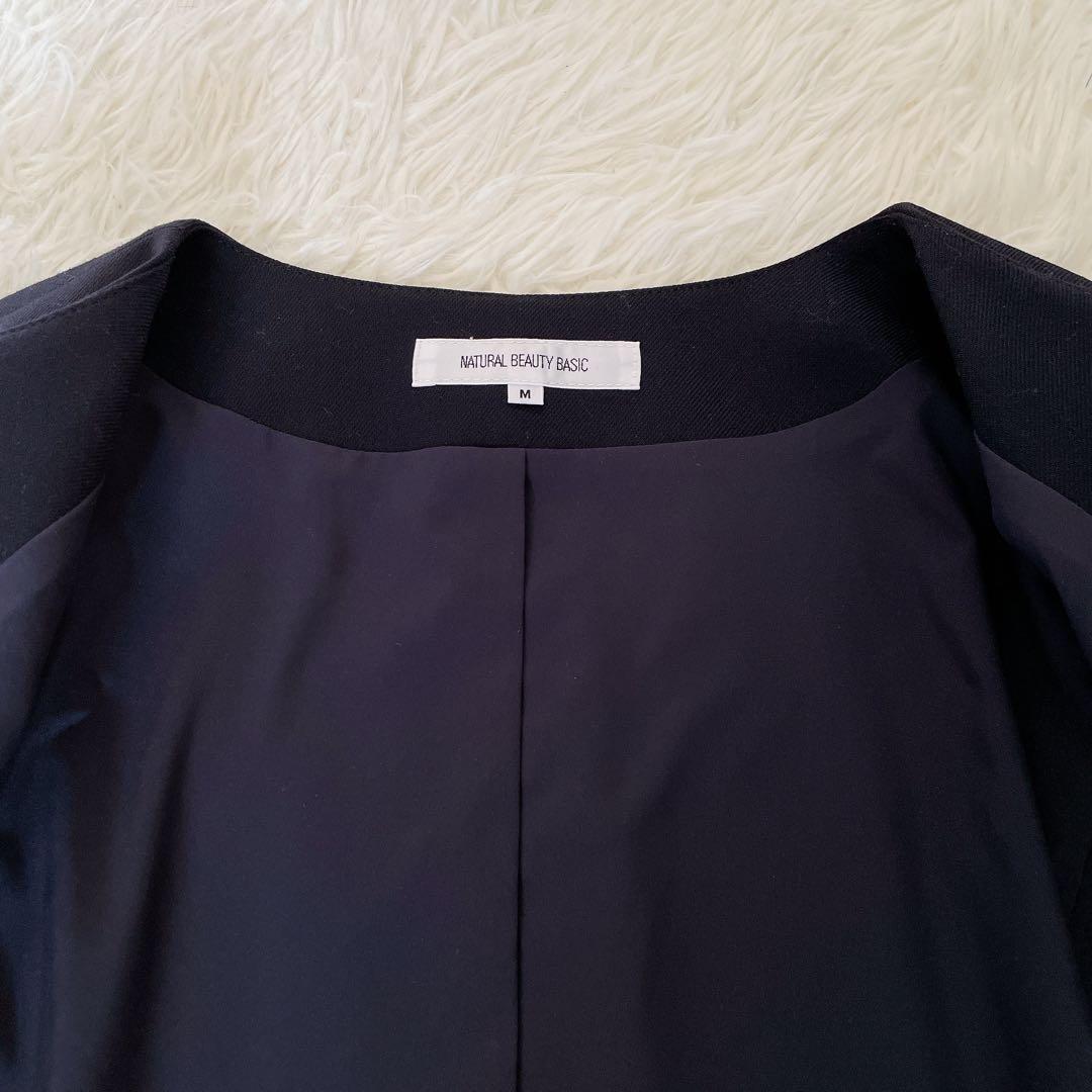 【ナチュラルビューティーベーシック】ノーカラージャケット パンツ セットアップM