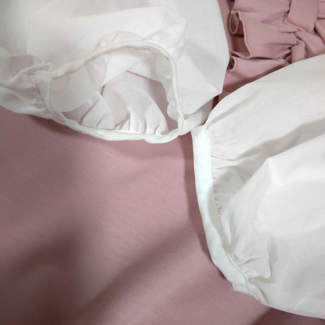 ケイトスペード120サイズ　袖切り替えボウワンピース　ピンク　五分袖　春秋