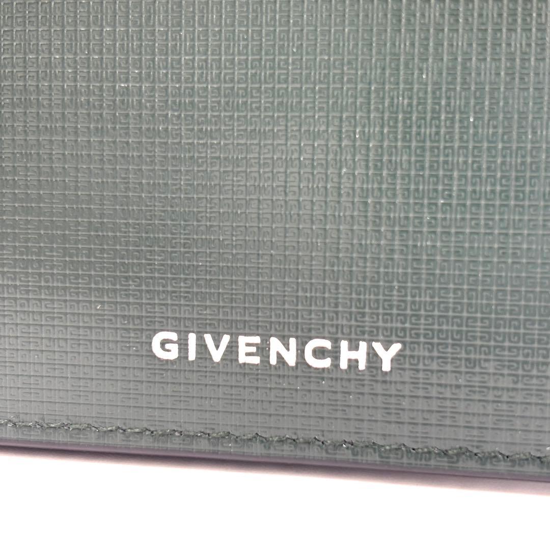 【未使用保管品・付属品完備】ジバンシー マネークリップ ロゴ レザー グリーン