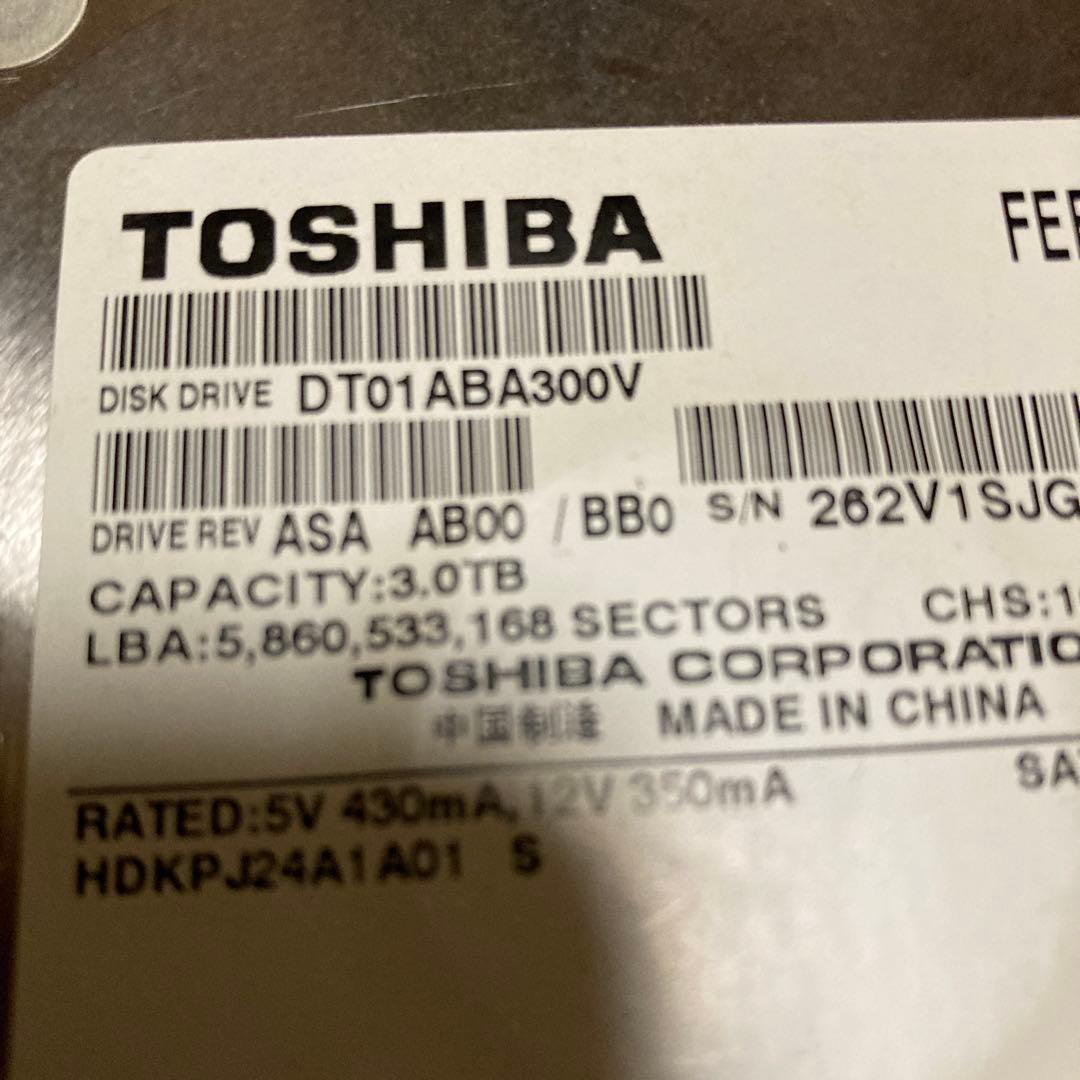 TOSHIBA DT01ABA300 3TB HDD 2台