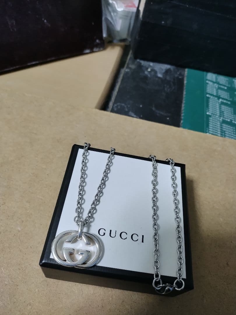 良好品 GUCCIグッチ シルバー925インターロッキングネックレス 高級感あり