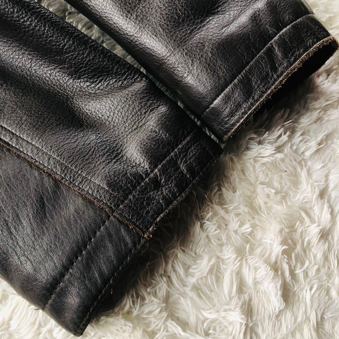 美品✨ エディーバウアー レザーコート 高級牛革 キルティング 艶感 濃茶 M