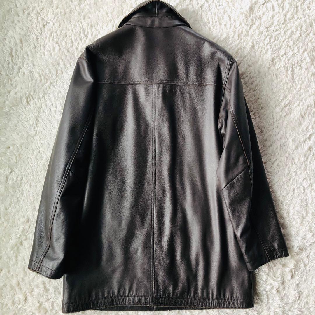 美品✨ エディーバウアー レザーコート 高級牛革 キルティング 艶感 濃茶 M