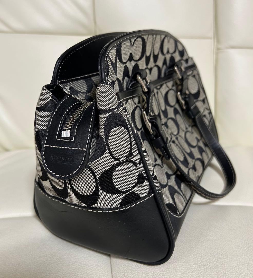 COACH シグネチャー ハンドバッグ ブラック 104M-6828 美品