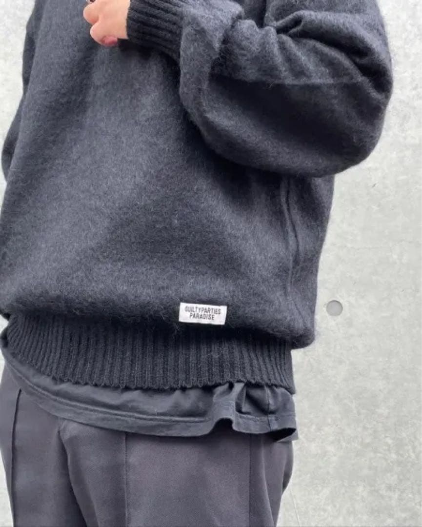 ワコマリア　ミックスモヘア　ニットセーター　チャコール　Lサイズ 2023fw