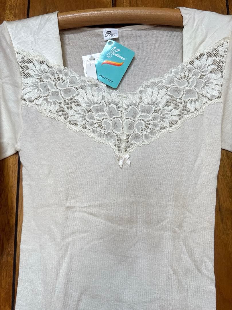 ⭐️専用⭐️MEDIMAレース付 8分袖スリーマLサイズ シルク／アンゴラ 肌着