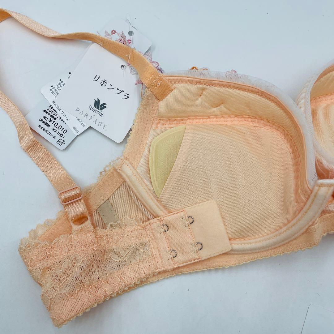 D65-Mワコール パルファージュ　リボンブラ ブラジャー&ショーツセット