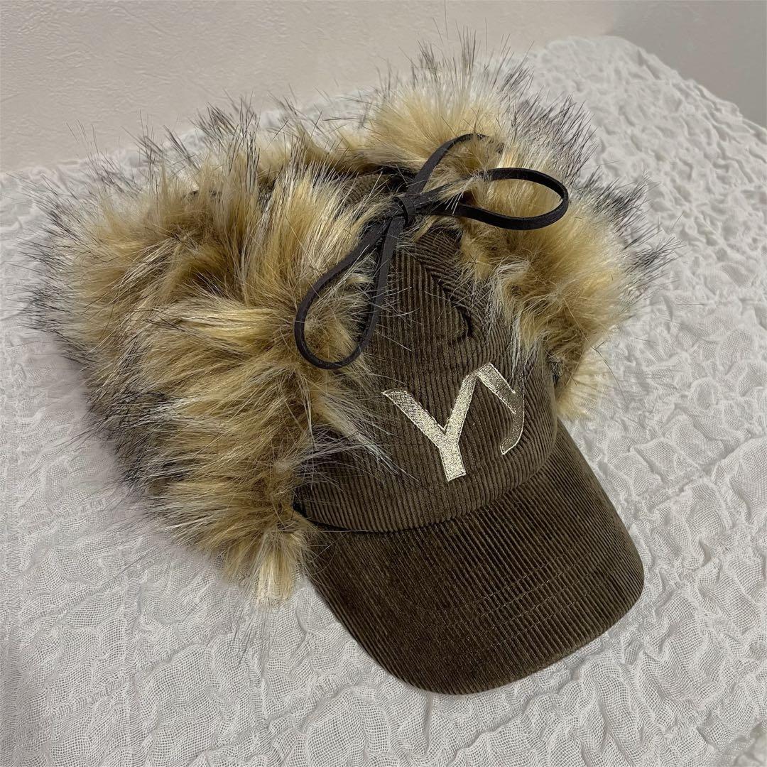 【新品未使用】open Yy ファーキャップ ブラウン