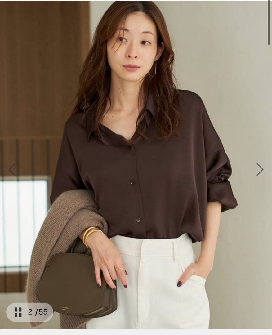 【新品未使用】Plage dull satin dolman ブラウス ブラウン