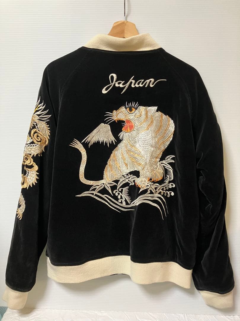 ヒューストン　スカジャン　別珍　白虎 龍　L