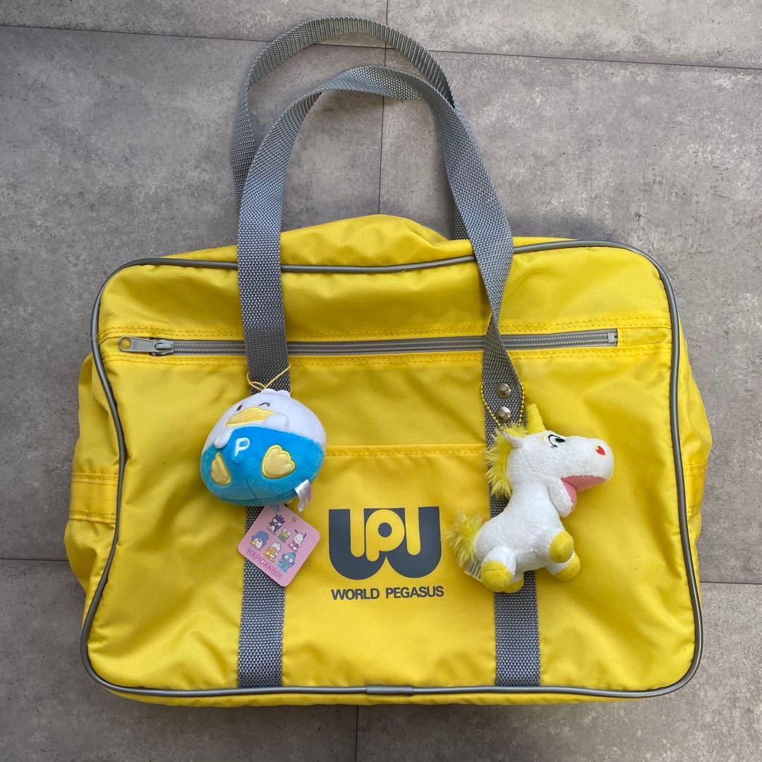 ワッぺ イエロー 黄色 旧型 ワールドペガサス スクバ スクールバッグ　Y2K