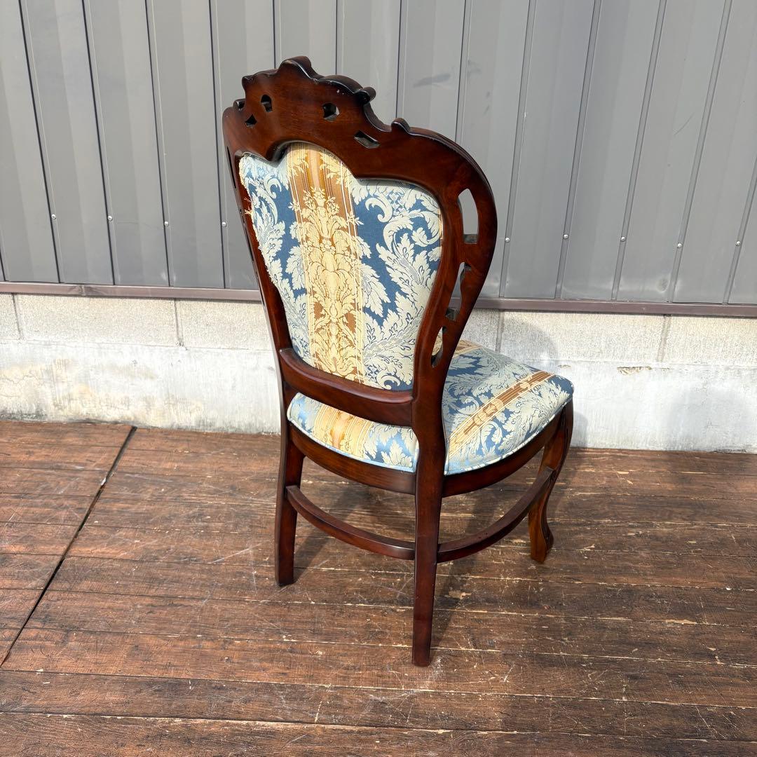 ②ビクトリアン装飾 花柄 木製ダイニングチェア 姫系 イタリア家具 アンティーク