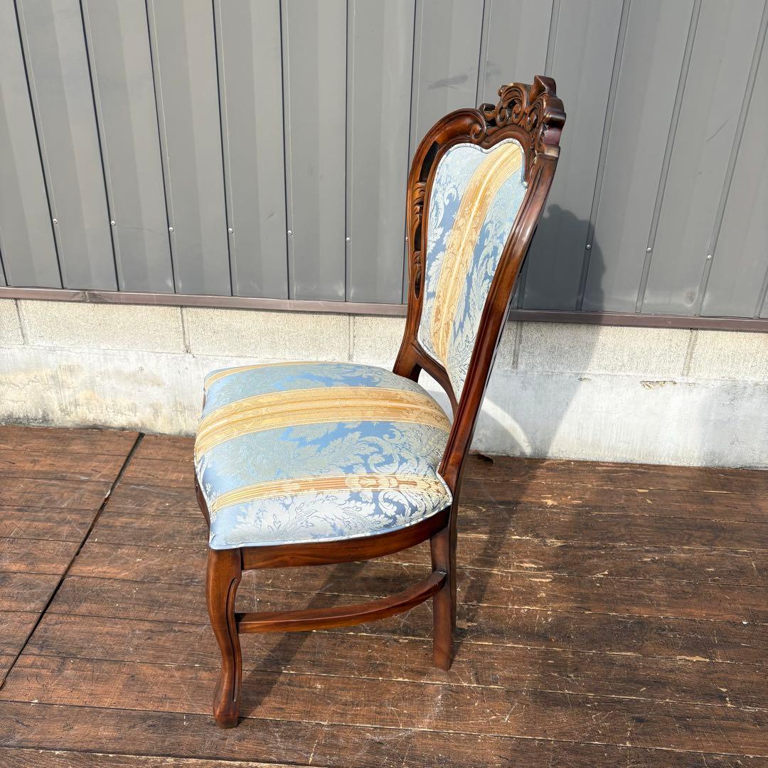 ②ビクトリアン装飾 花柄 木製ダイニングチェア 姫系 イタリア家具 アンティーク