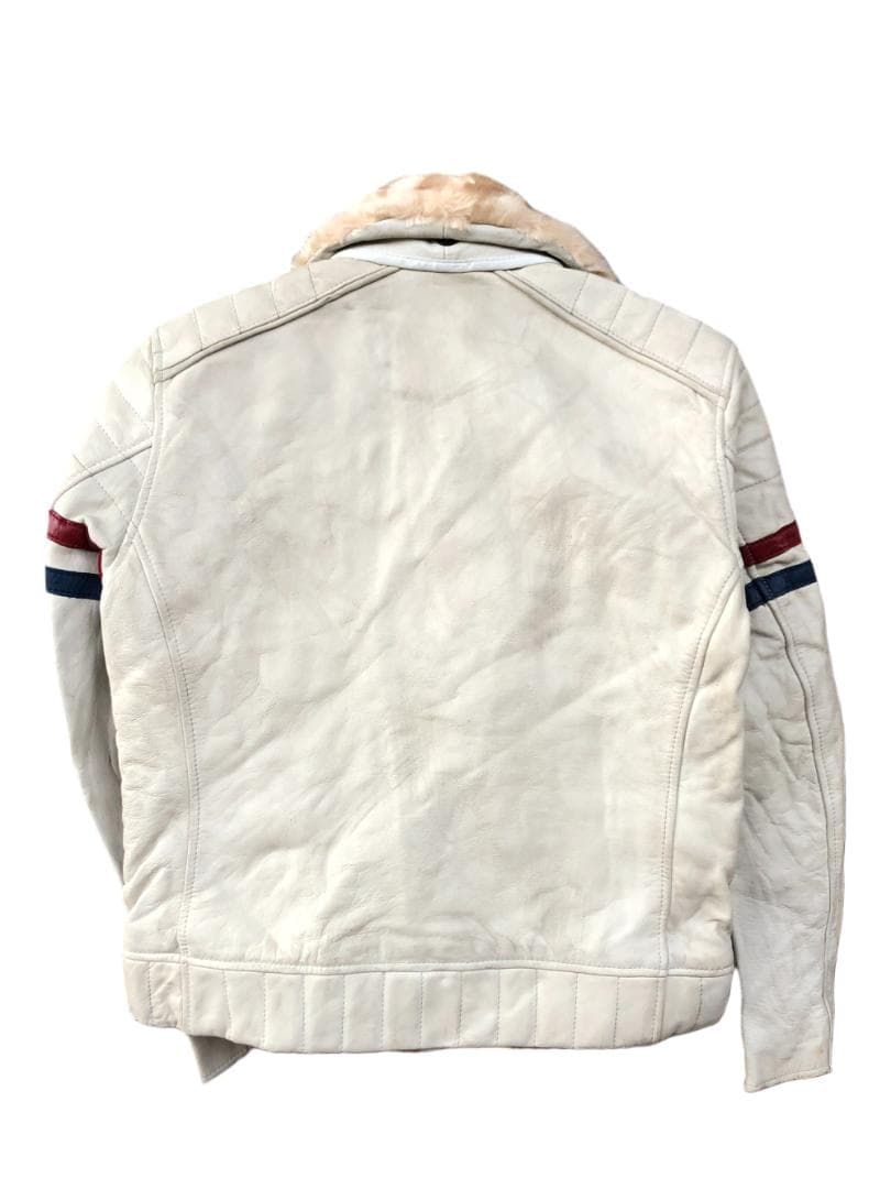 [訳あり] 新品 Schott ダブルライダースレザージャケット アイボリー/M