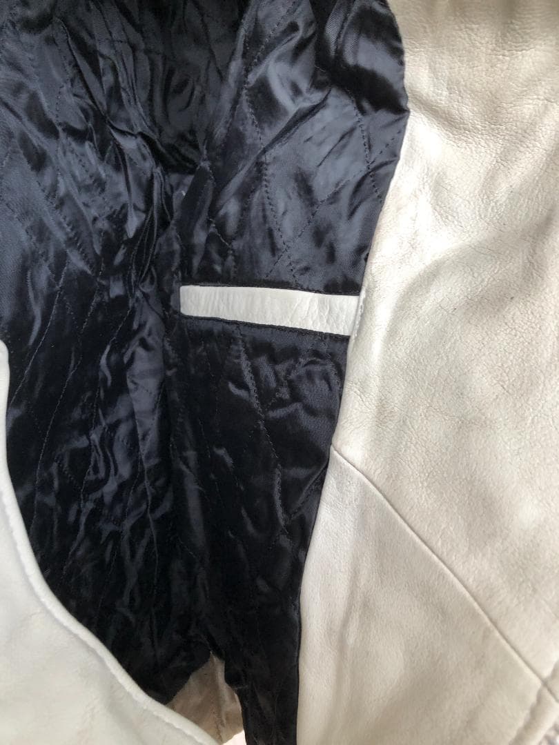 [訳あり] 新品 Schott ダブルライダースレザージャケット アイボリー/M