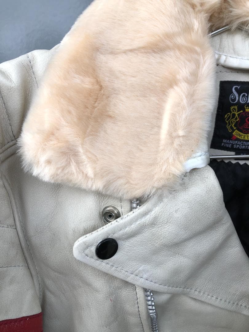 [訳あり] 新品 Schott ダブルライダースレザージャケット アイボリー/M