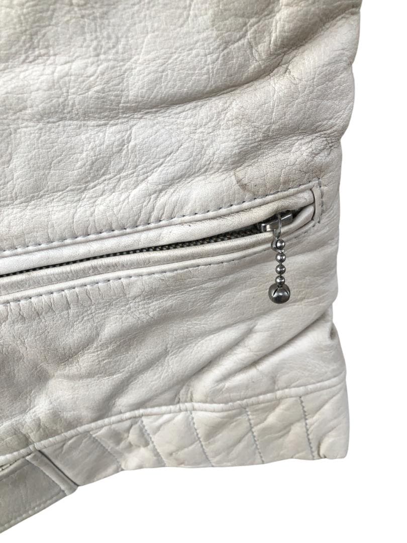 [訳あり] 新品 Schott ダブルライダースレザージャケット アイボリー/M