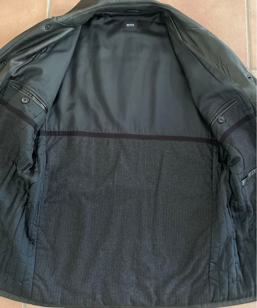 【超美品】HUGO BOSS ヒューゴボス 最高級 ラムレザー　ハーフコート