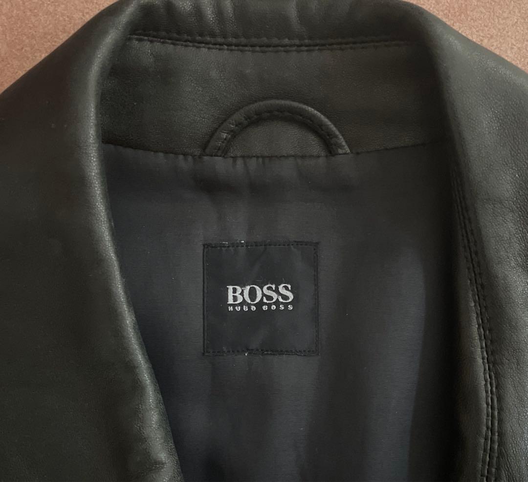 【超美品】HUGO BOSS ヒューゴボス 最高級 ラムレザー　ハーフコート