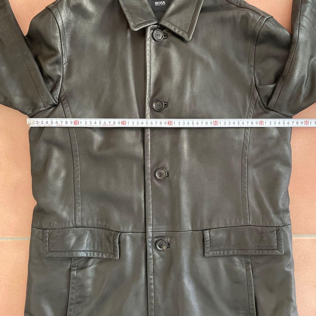 【超美品】HUGO BOSS ヒューゴボス 最高級 ラムレザー　ハーフコート