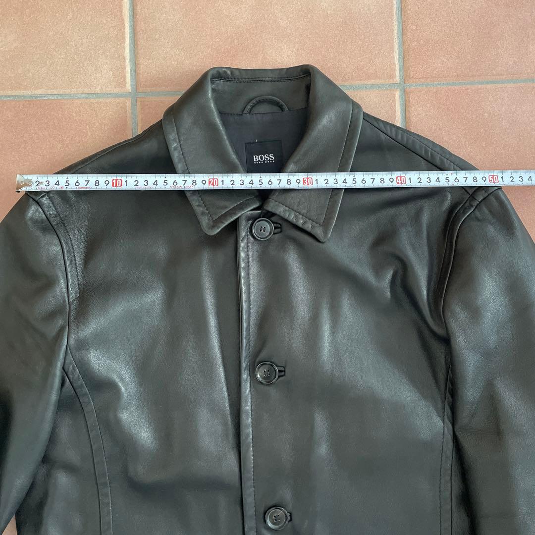 【超美品】HUGO BOSS ヒューゴボス 最高級 ラムレザー　ハーフコート