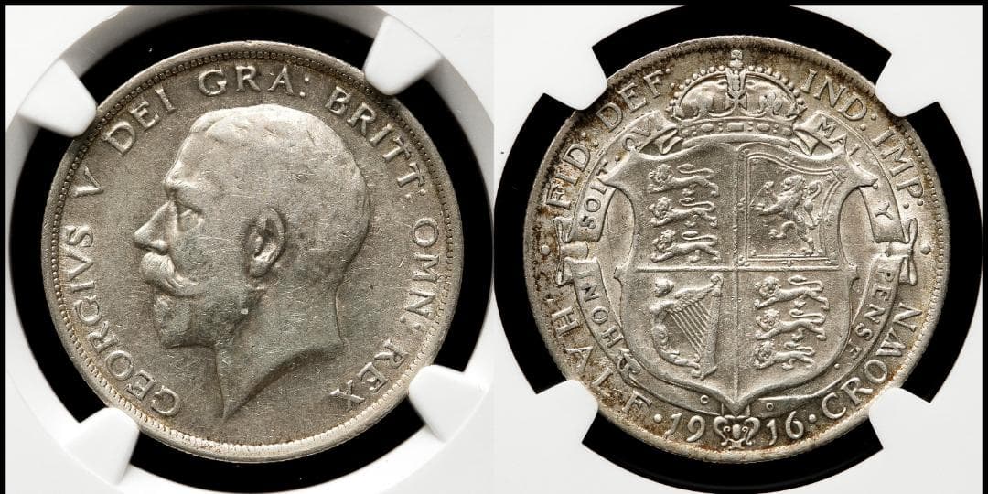 NGC-AU50　イギリス　ジョージ5世　1916　銀貨