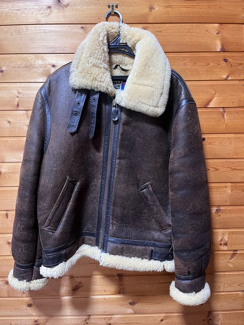 B-3 ブラウン革ジャン 羊毛