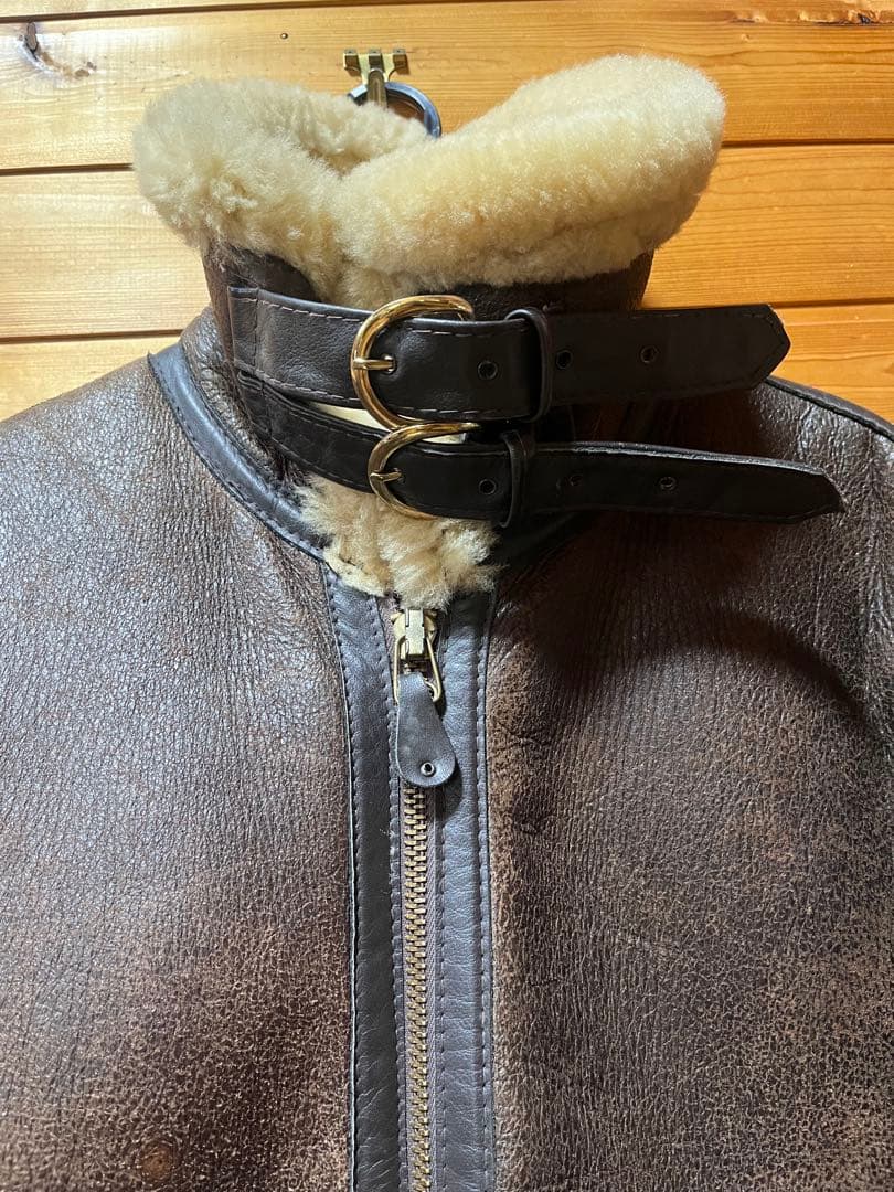 B-3 ブラウン革ジャン 羊毛
