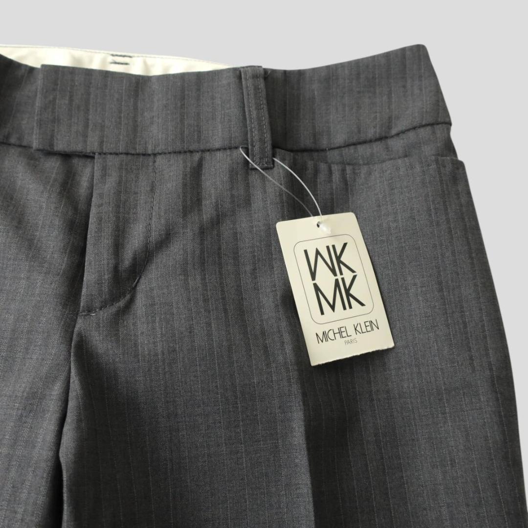 上質◎ミッシェルクラン シルク,ウール混 パンツスーツ シャドーストライプ