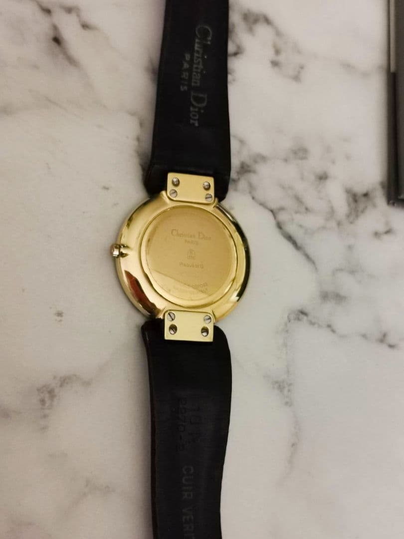 Christian Dior ブラックムーン腕時計（付属品完備・極美品）