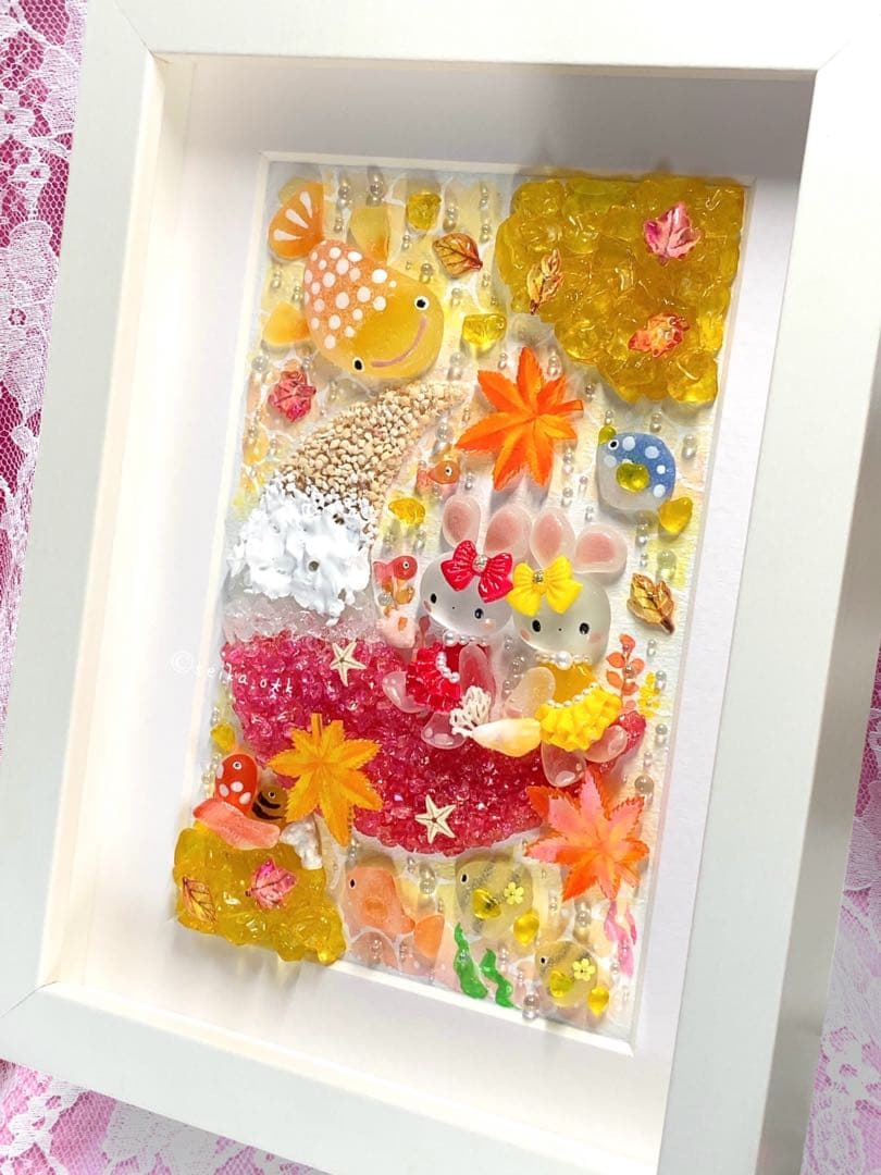 秋めく海のお月様 オータム うさぎ インテリア アクアリウム シーグラスアート