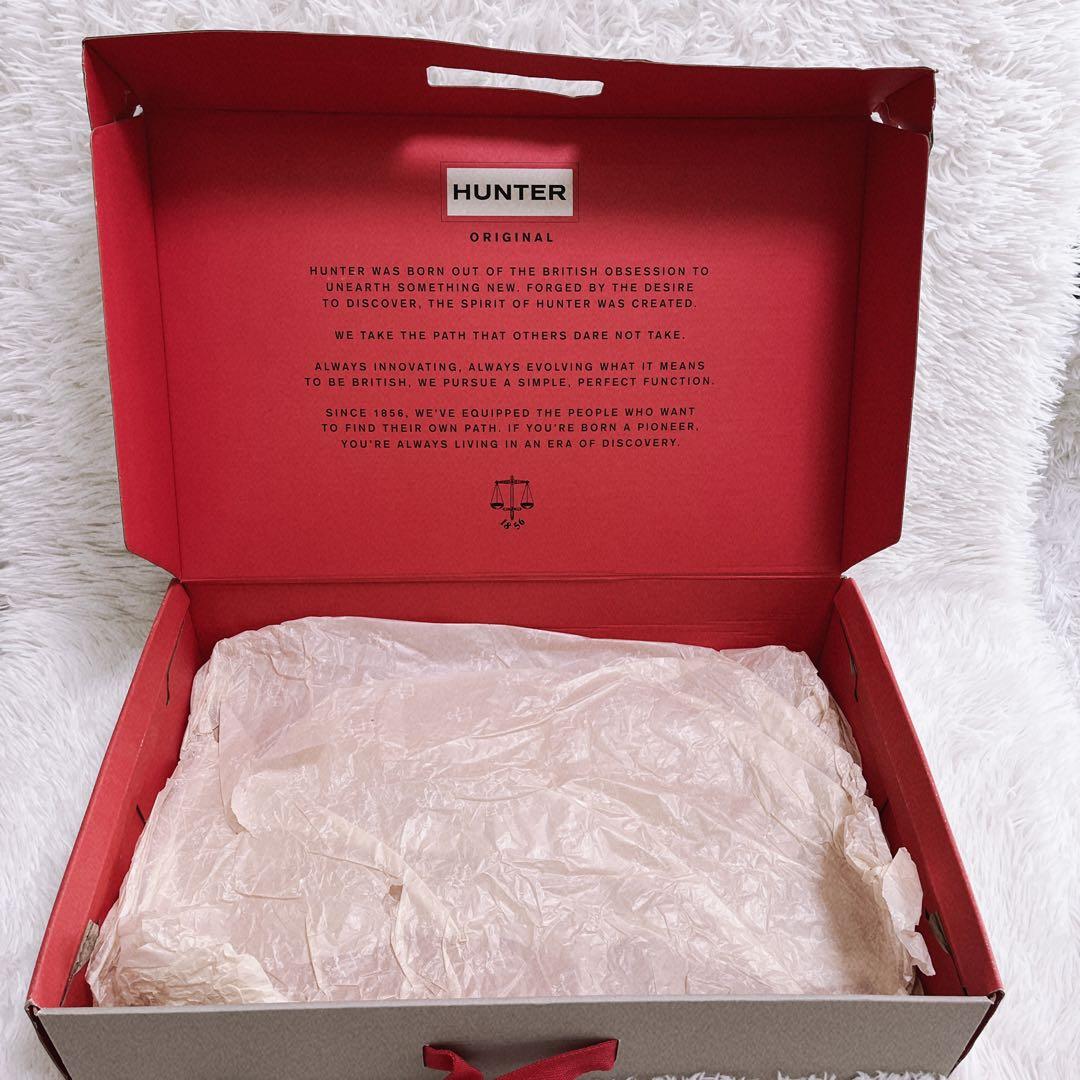 《美品》HUNTER レインブーツ トール グロス サイドベルト 24cm 黒