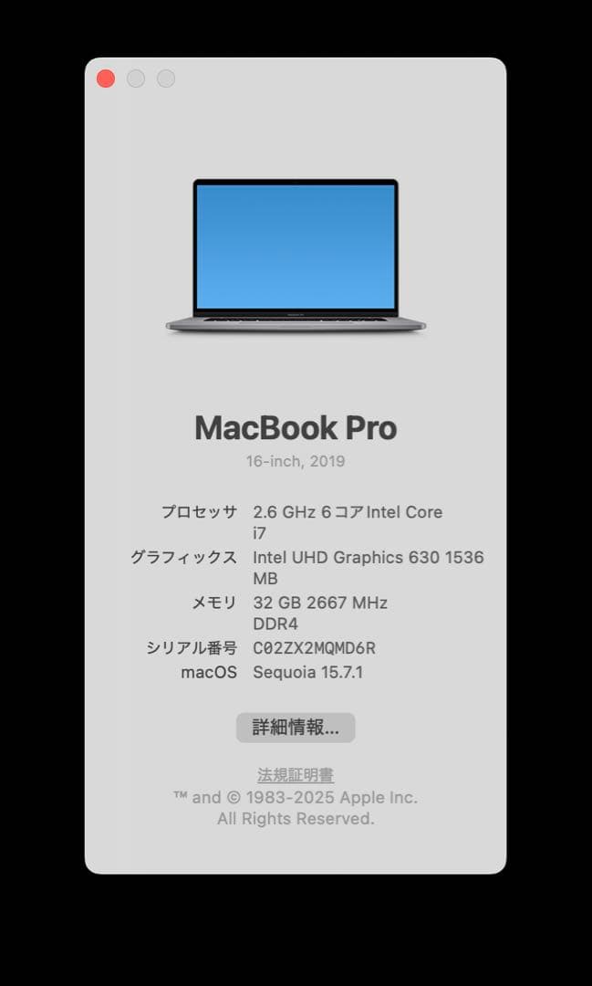 MacBook Pro 2019 16インチ　32GB 1TB おまけ付き