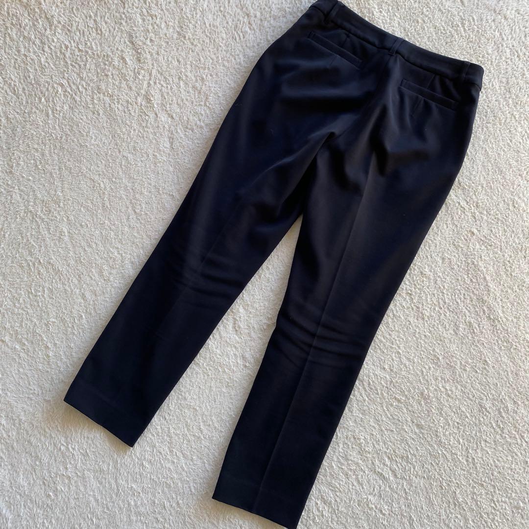 【美品】ナチュラルビューティベーシック パンツスーツ ノーカラー ネイビー Ｍ