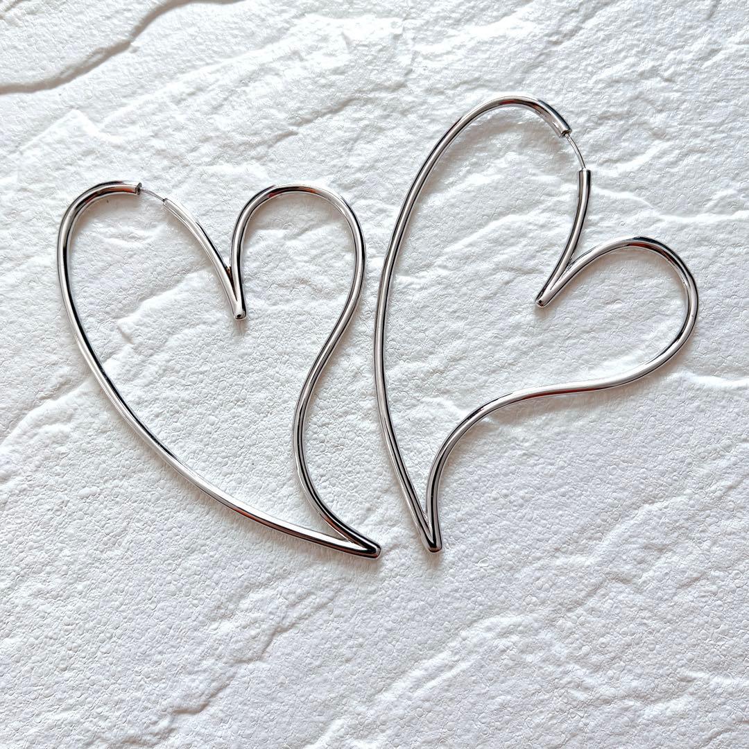 MAM ハート型シルバーピアス 大ぶり