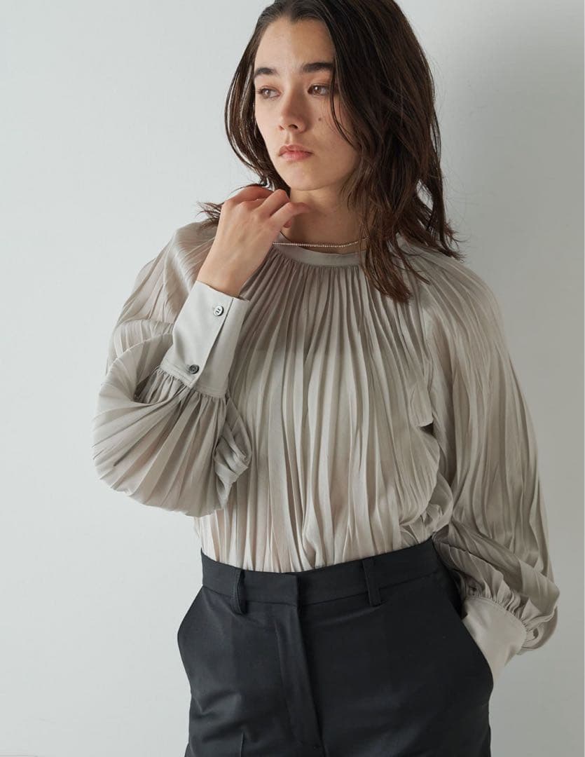 Whim Gazettコットンシルクテシボリブラウス