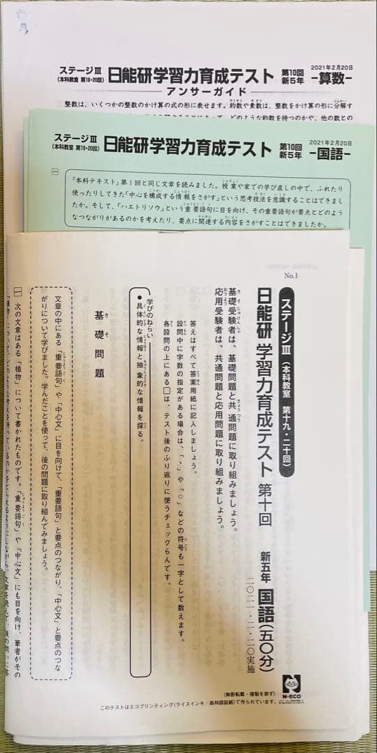 日能研／5年生／育成テスト／1年分／前期・後期・春夏冬／ステージⅢ Ⅳ 詳細解説
