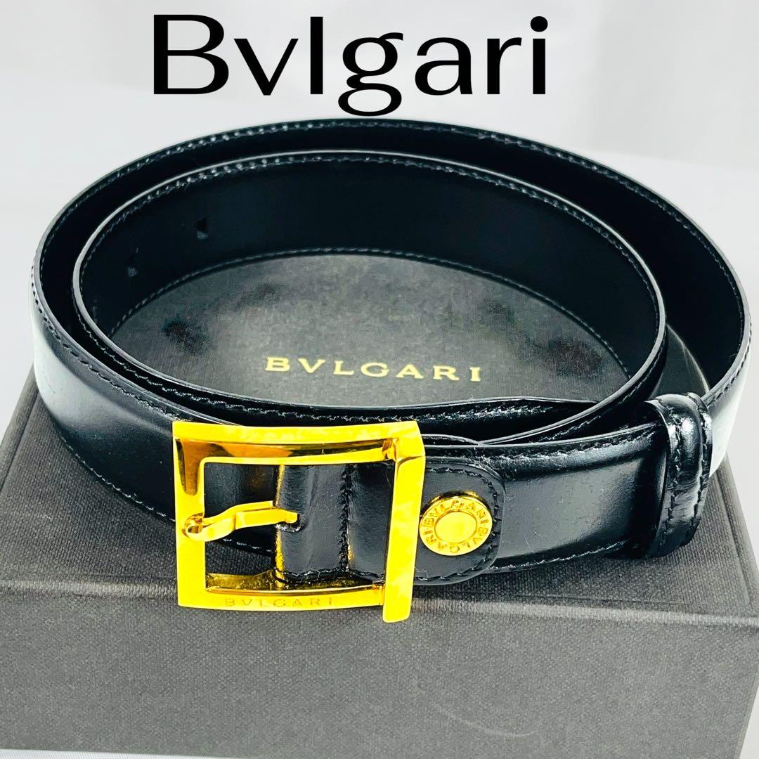 Bvlgari ブルガリ　黒レザーベルト 金色バックル　ユニセックス