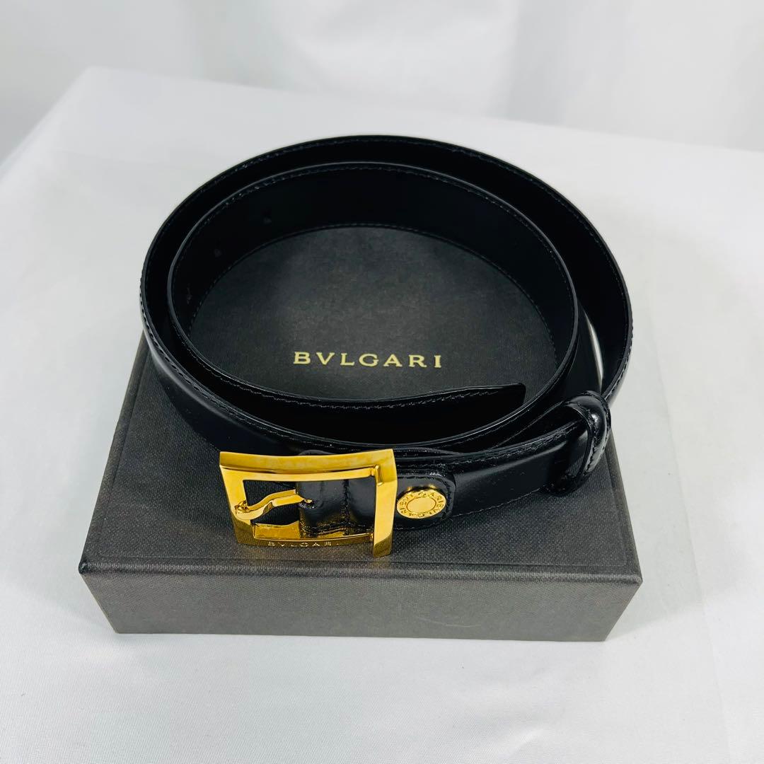 Bvlgari ブルガリ　黒レザーベルト 金色バックル　ユニセックス
